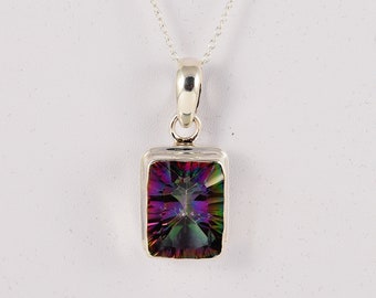 Collana con pendente in argento sterling con topazio mistico - Regalo di gioielli con pietre preziose