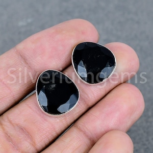 Natural Black Onyx Earrings in 925 Sterling Silver, Handmade Stud Earrings, July Birthstone Earrings, Personalized Gift, Prom Gift for Her