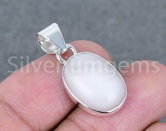 Dainty Pink Opal Sterling Silver Pendant Necklace: Stone of Love