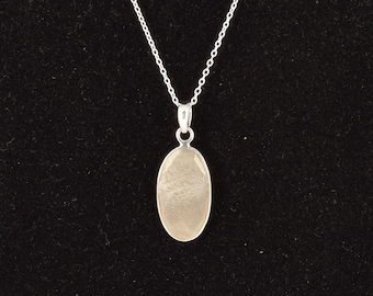 Natural Moonstone Pendant Necklace: Briolette 925 Sterling Silver