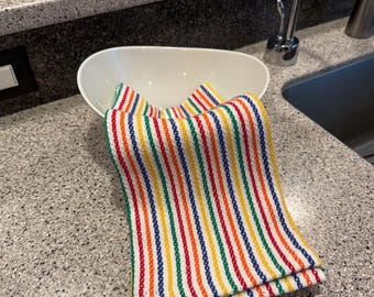 Fiesta Diskhanddukar Handvävda Ränder Röd Grön Blå Gul Orange Vit