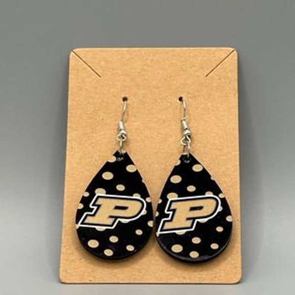 Boiler Up! Purdue University Tear Drop Earrings!!