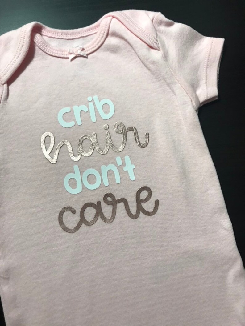Crib hair don/'t care baby bodysuit