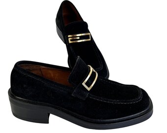 gucci women's black suede loafers