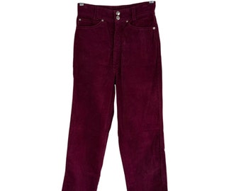 Jeans dritti a vita alta in velluto a coste misto cotone marrone vintage anni '70 XXS De Rango