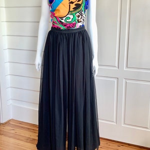 LEON HASKIN AU8 Vintage 70s Black High Waisted Full Flared Palazzo Pants image 3