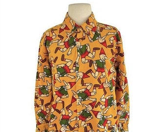 Moschino Jeans Vintage 90s M/L Rare Pinocchio Mustard & Bright Coloured Cord Shirt Modified