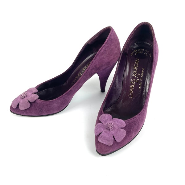 CHARLES JOURDAN Size AU 6 80s French Purple Suede Pumps