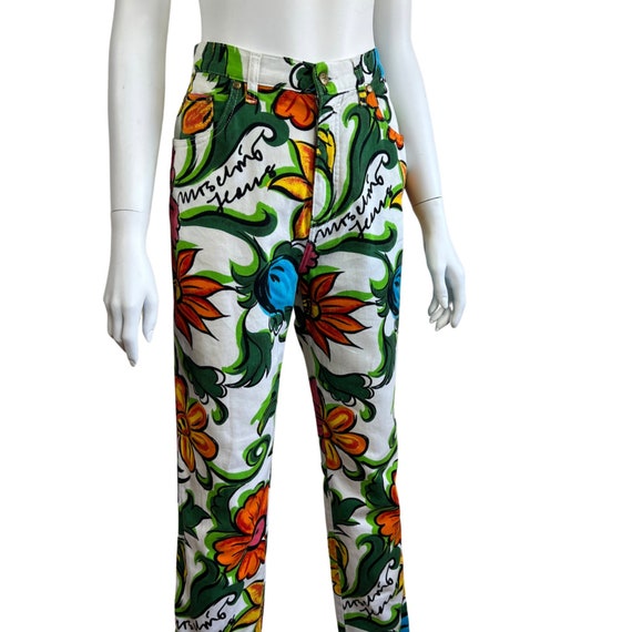 MOSCHINO 90s Size 31 Flower Power High Waisted Je… - image 1