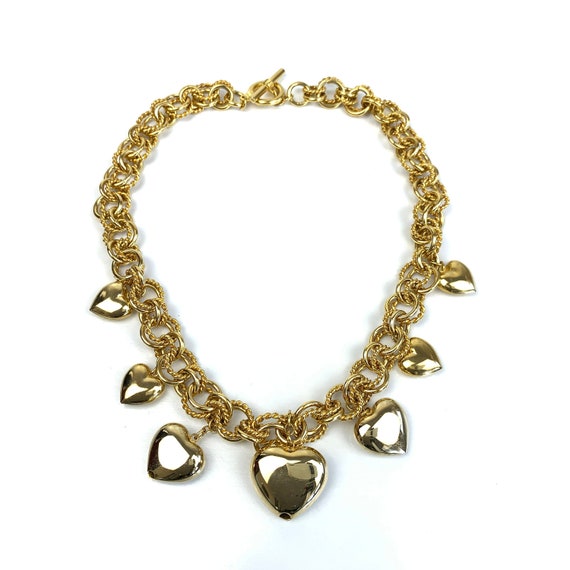 90s Goldtone Chain & Heart Necklace