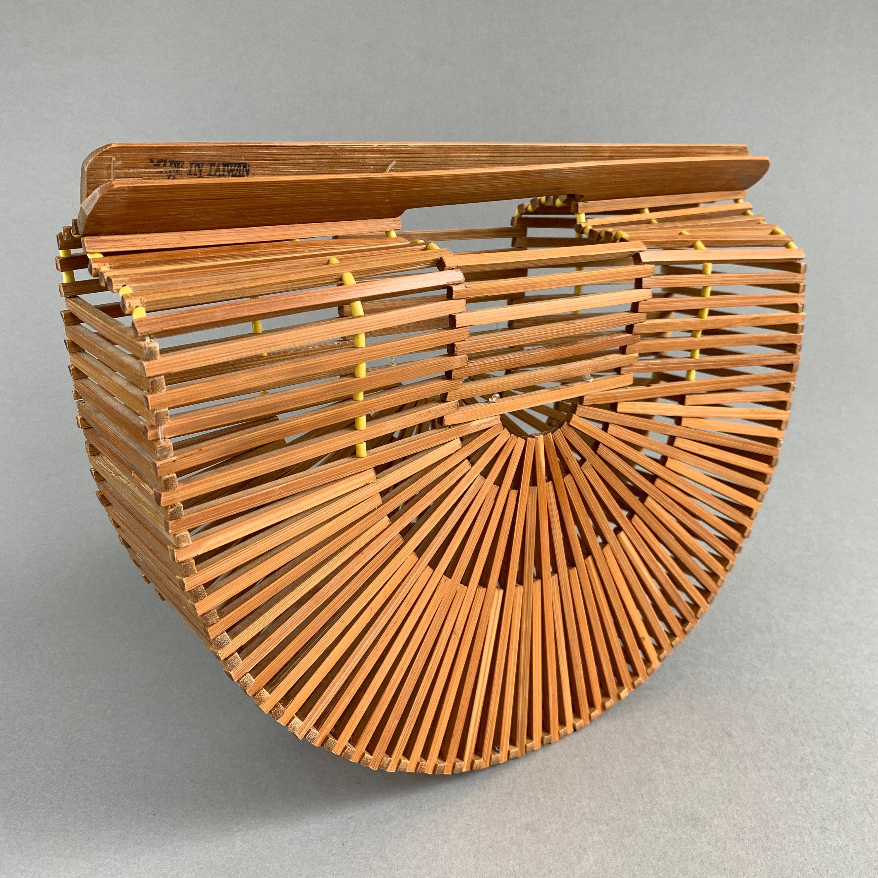 70s Slatted Bamboo Birdcage Handbag Etsy