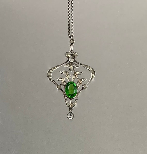 Edwardian Silver and Paste Lavalier Necklace