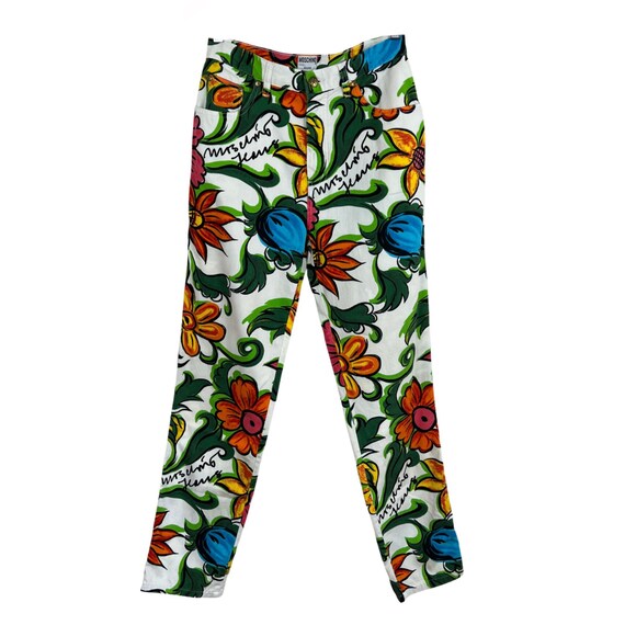 MOSCHINO 90s Size 31 Flower Power High Waisted Je… - image 3