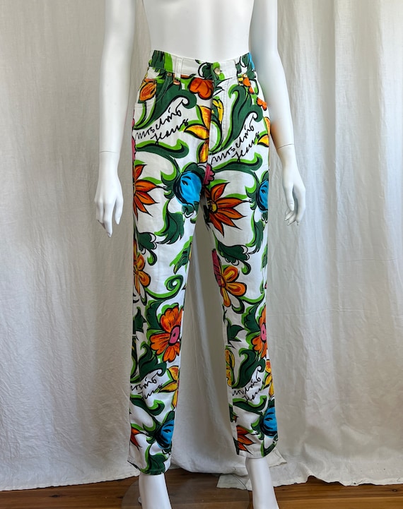 MOSCHINO 90s Size 31 Flower Power High Waisted Je… - image 5