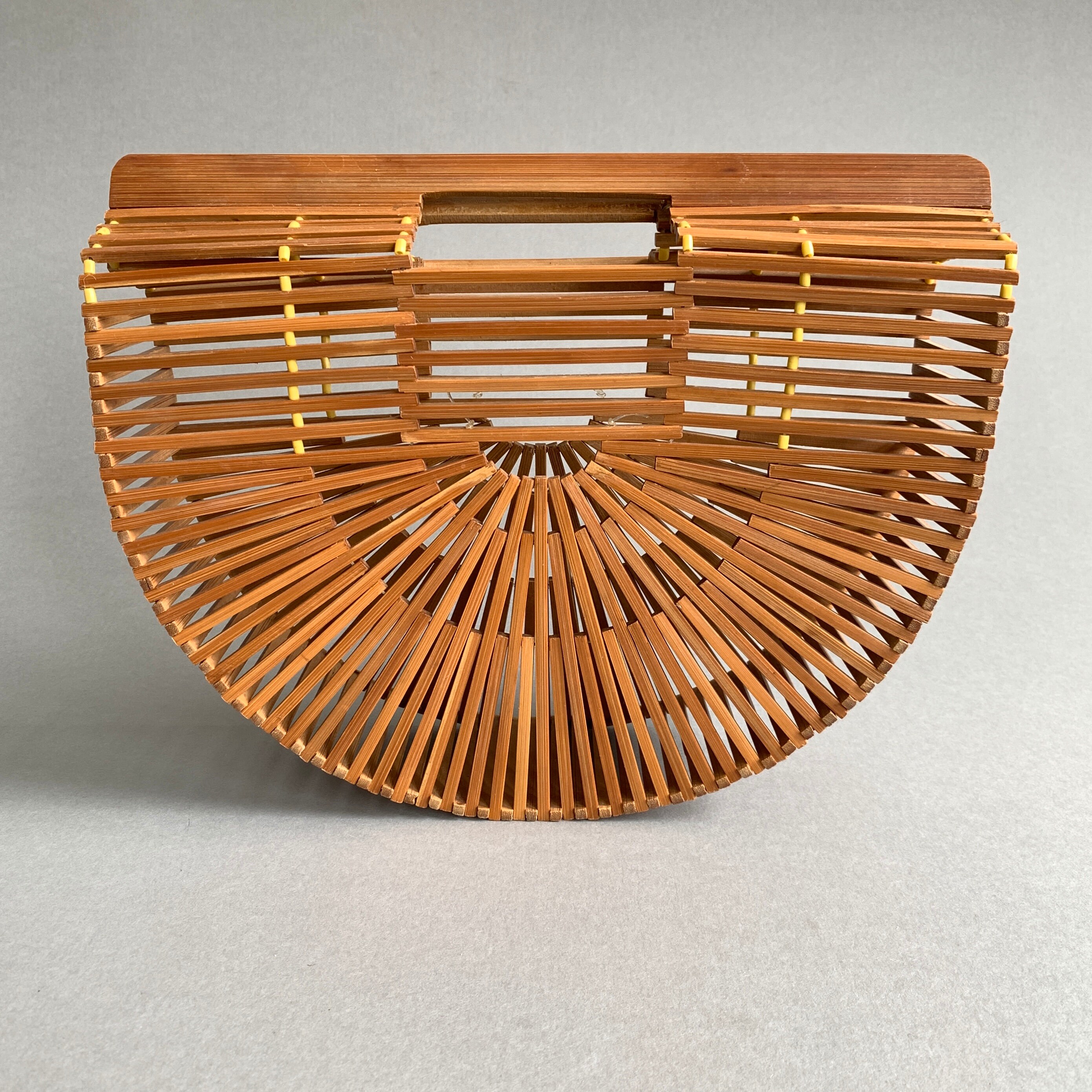 70s Slatted Bamboo Birdcage Handbag Etsy