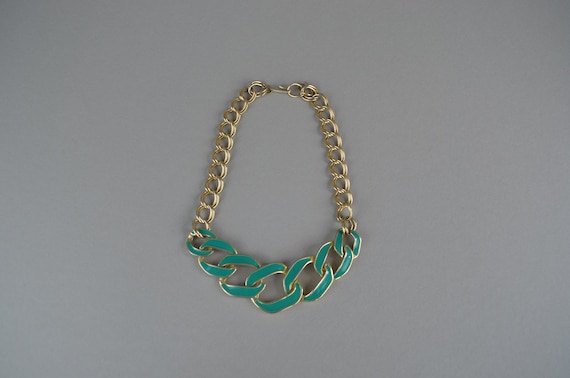 Barcs 1980s Sea Green Enamel Necklace