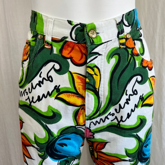 MOSCHINO 90s Size 31 Flower Power High Waisted Je… - image 4
