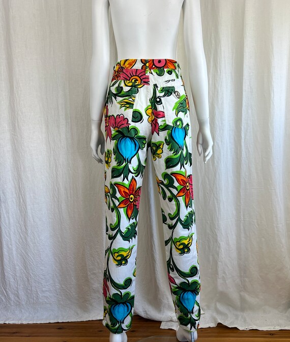 MOSCHINO 90s Size 31 Flower Power High Waisted Je… - image 10