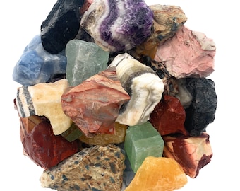 Muñecas de excavación: 3 libras de mezcla de piedras en bruto a granel de México: ¡grandes cristales de roca en bruto, naturales y crudos para volteretas, manualidades y arte!