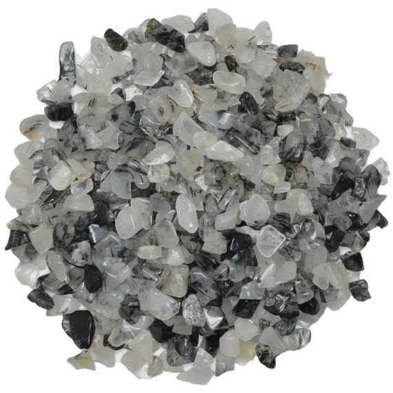 Fantasia Materials 1 lb of Tumbled Black Rutilated Quartz Chip Size Stones Polished Rocks!