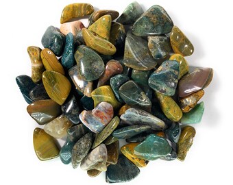 Digging Dolls: 1/2 lb Tumbled Sea Jasper Stones from Madagascar - 0.75" to 1.50" Avg Rocks for Crafts, Art, Crystal Healing, and More!