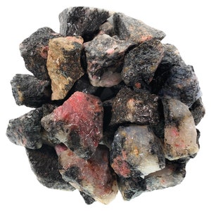 Digging Dolls: Rhodonite Rough Rocks from Madagascar - Large 1&quot;+ Raw Natural Stones for Arts, Crafts, Tumbling, Cabbing, Polishing