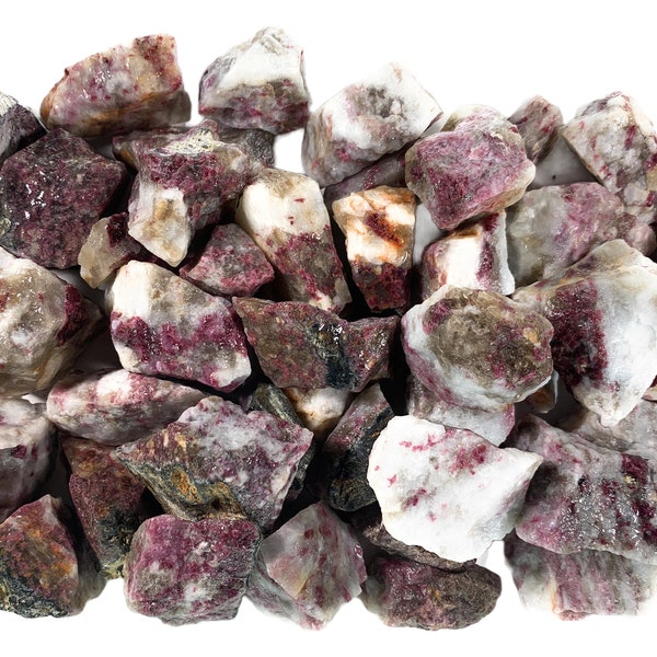 Digging Dolls: Rubellite Tourmaline  Rough Rocks from Madagascar - Large 1"+ Raw Natural Stones for Arts, Crafts, Cabbing, Wire Wrapping