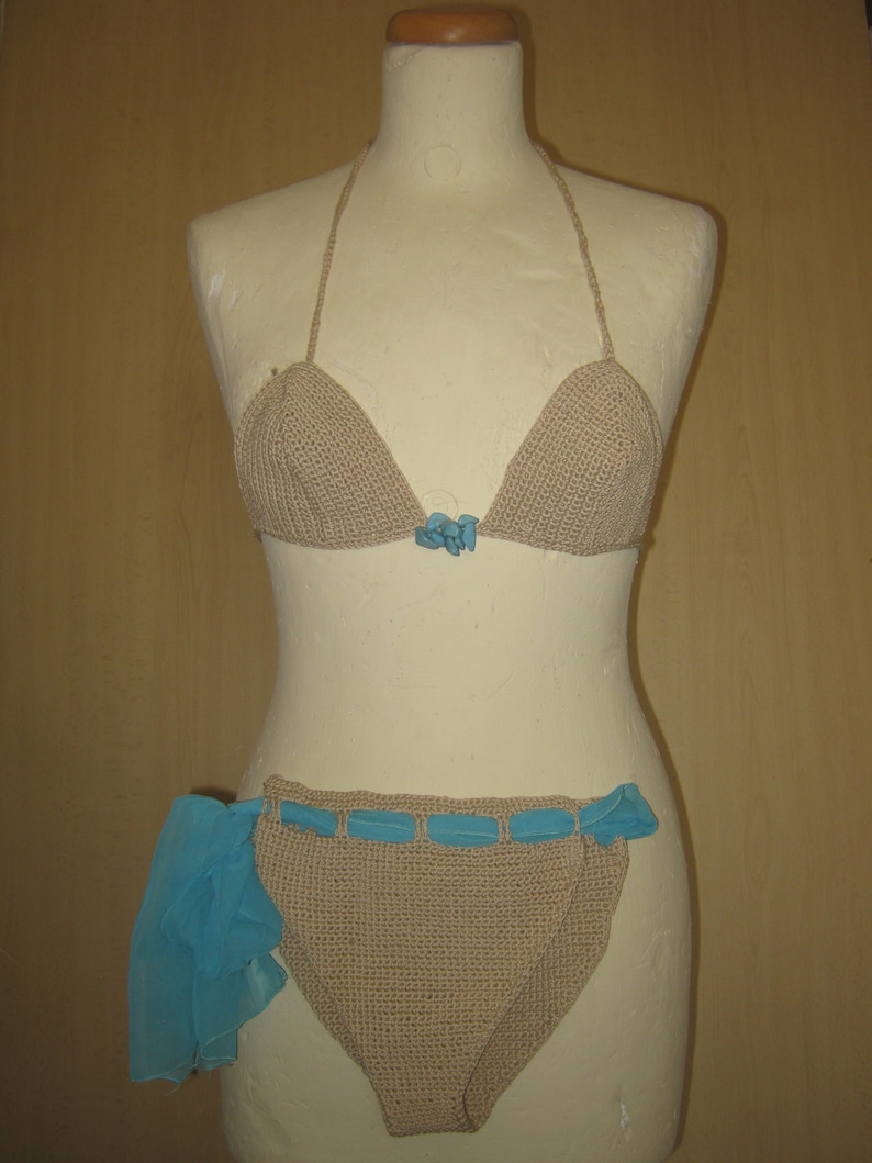 Pareo crochet tg.S.di cotone hand made con pietre turchesi