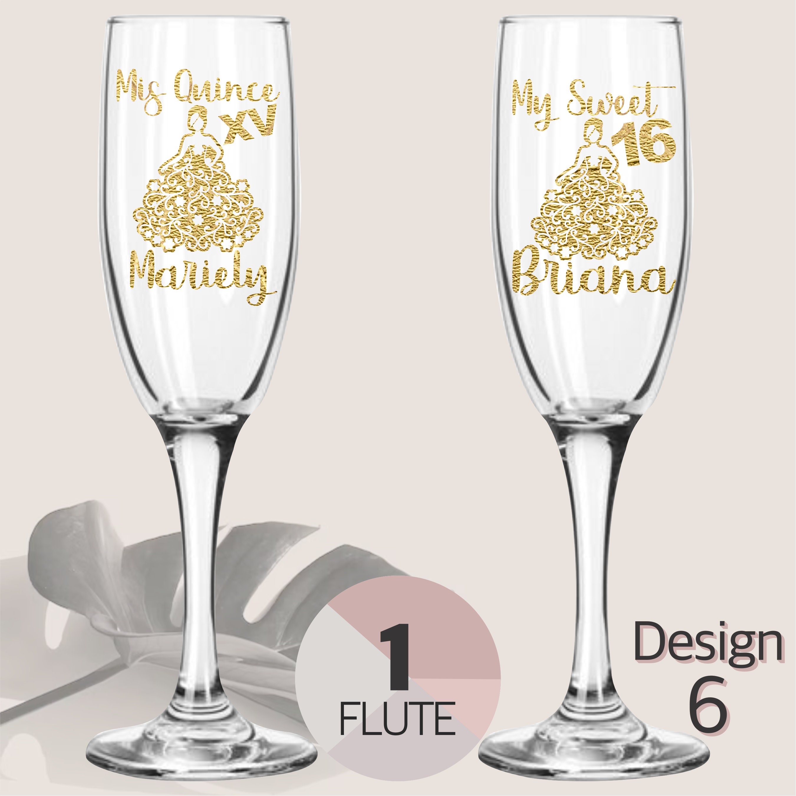 Copas Quinceanera Personalizadas ~ Personalized Sweet 16 Champagne