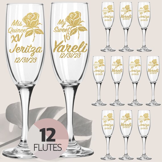 Mis Quince Años Copas Brindis Champagne Flutes Set of 12