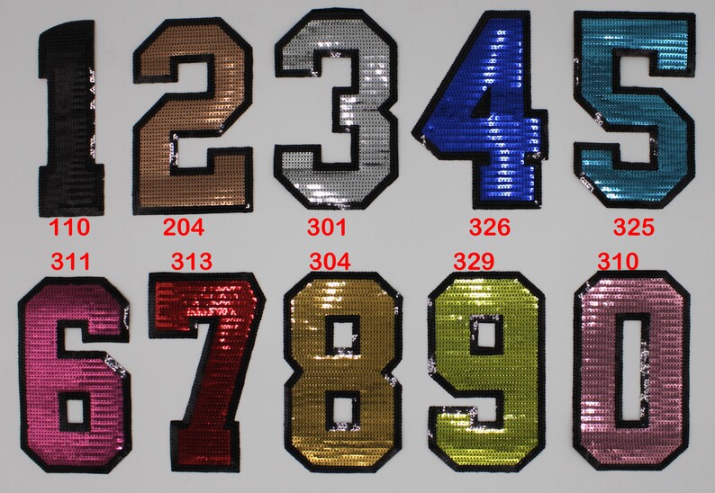 Choose any Jersey Number with Border Sequin Patches Iron-On | Etsy