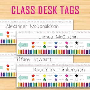 Class Desk Tags, Name Tags, Student Tags, Printable - Instant Download