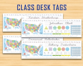 Class Desk Tags, Name Tags, Student Tags, Printable - Instant Download
