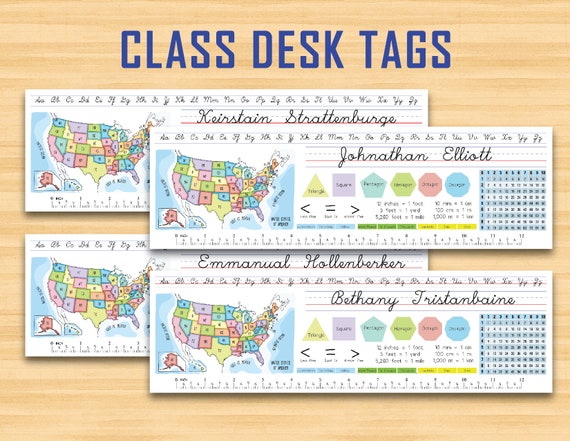 Class Desk Tags Name Tags Student Tags Printable Instant Etsy
