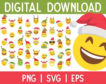 Christmas Smiley Faces | SVG - PNG - EPS | Digital Download