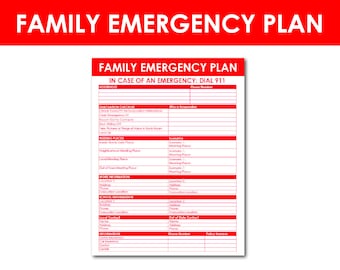 Familie Notfallplan, Notfallinformationen, Babysitter Informationen - Sofort Download