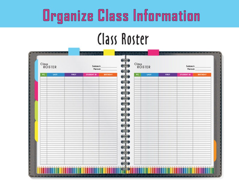 Class Roster Colorful Class Roster, Student Information, Class Information - Instant Download ...