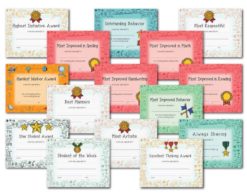 Class Awards Student Awards Printable Awards Instant Etsy