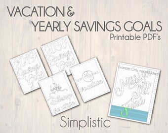 Vacation & Yearly Goals Pack - Charts for Goals - Instant Download
