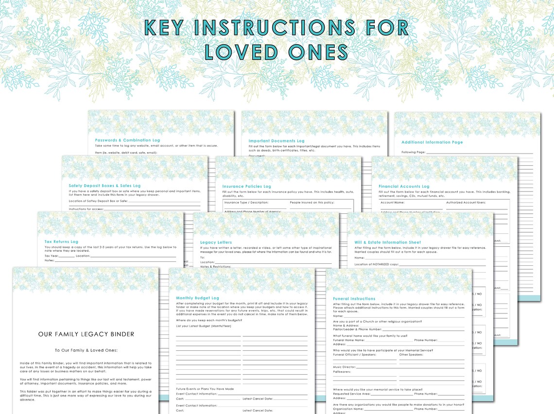 Legacy Binder Financial Binder Personal Binder Instant Etsy Canada