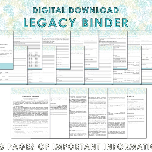 Legacy Binder Financial Binder Personal Binder Instant | Etsy