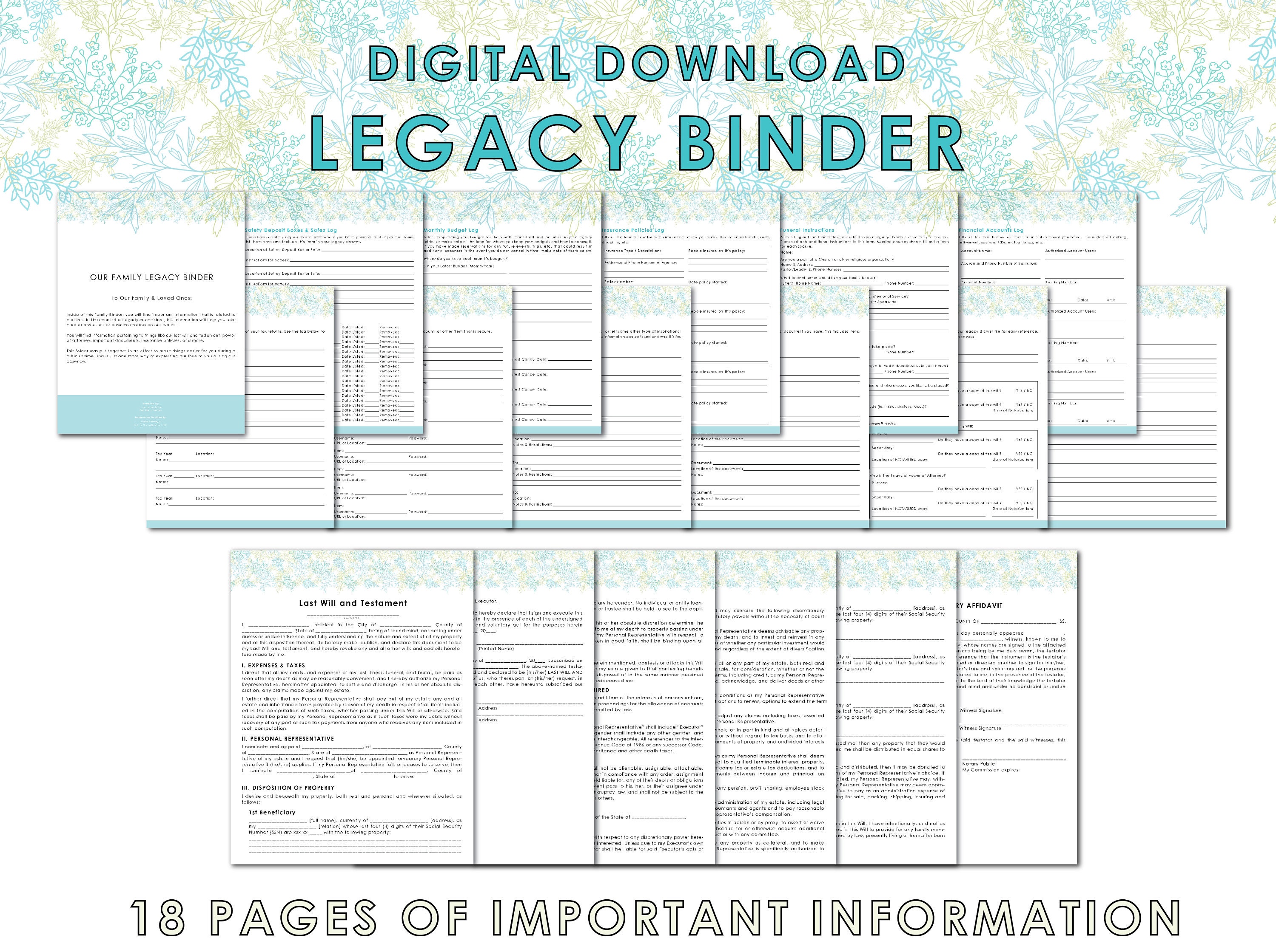 Legacy Binder Financial Binder Personal Binder Instant Etsy Australia