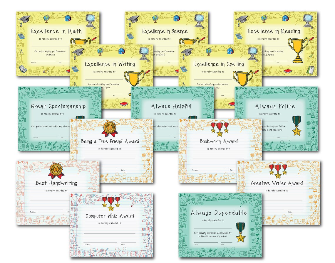 Class Awards Student Awards Printable Awards Instant Etsy
