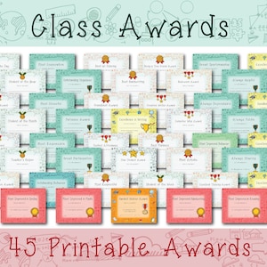Class Awards, Student Awards, Printable Awards - Instant Download