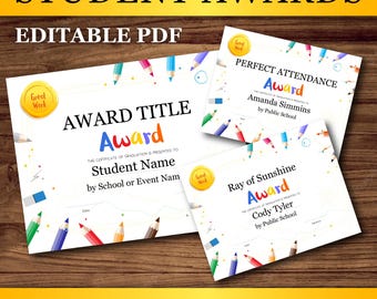 Class Awards, Student Awards, Printable Awards - Instant Download
