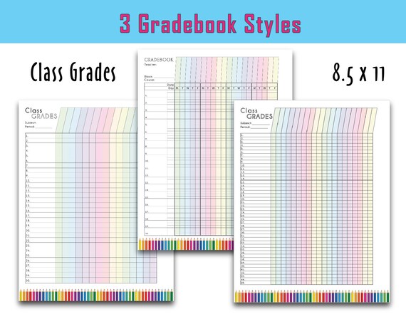 colorful teacher grade sheet printable grade log teacher etsy grade sheet