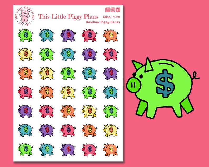 Piggy Banks Planner Stickers Piggy Bank Stickers Planner | Etsy