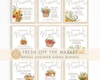 Fresh off the Market Bridal Shower Games & Signs Bundle, Printable INSTANT DOWNLOAD, Farmers Market, Corjl Editable Template 8x10" BR-31