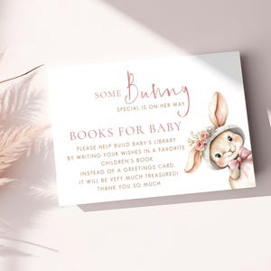 Books for Baby Card Template, INSTANT DOWNLOAD, Some Bunny Special is on Way, Baby Shower, Cute Rabbit in Hat, 5 x 3.5" Corjl Editable BA-19