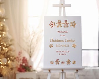 Christmas Cookie Exchange Digital Welcome Sign, Printable, INSTANT DOWNLOAD, Holiday Cookie Swap, Xmas Party, Corjl Editable Template CH-25
